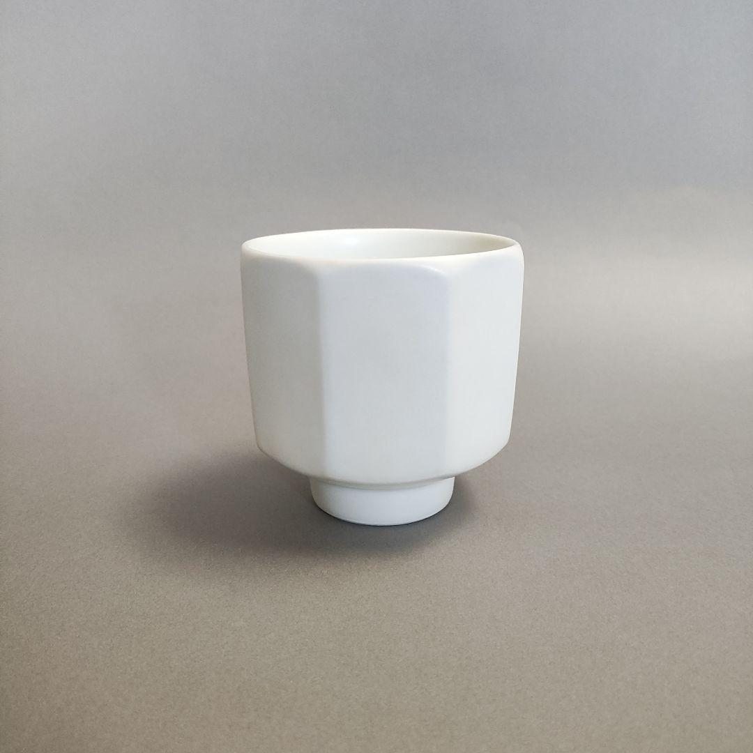 冨士原恒宣　白瓷面取ぐい呑　白磁湯呑
