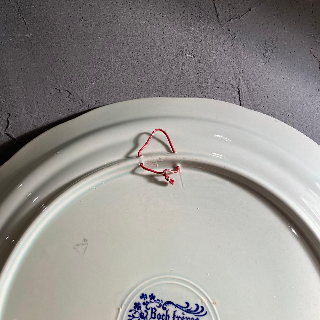 アンティーク デルフト焼き 34cm壁掛け飾り皿 漁師 アート 美品