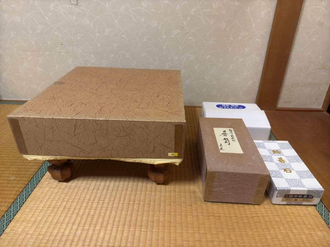 高級囲碁　 囲碁盤 碁石 蛤　木製 碁盤 脚付 高さ25cm 桂 碁笥　美栄