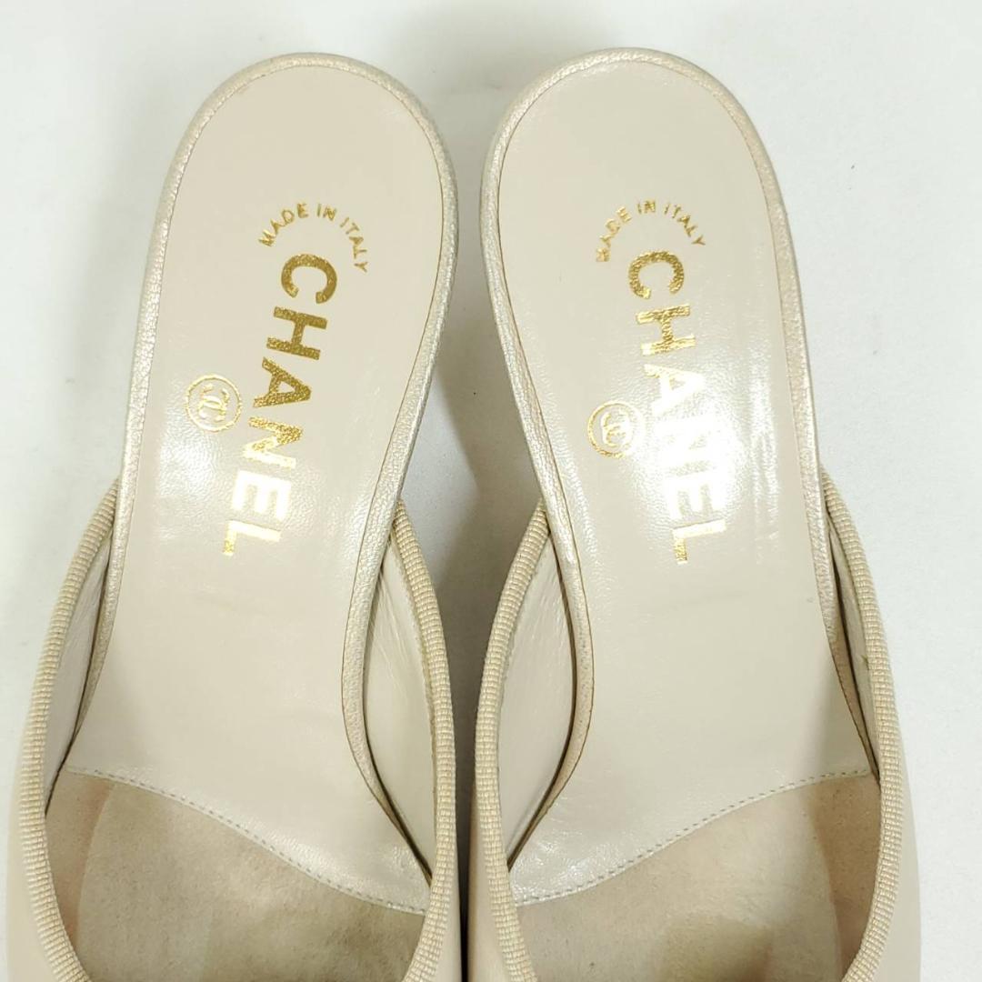 シャネル　ココマーク　ミュール　箱付き　ベージュ　EU37.5　イタリア製