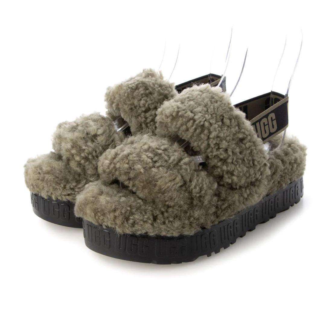 UGG 激レアオー フラッフィータ 新品サンダル アグ フラットサンダル 厚底