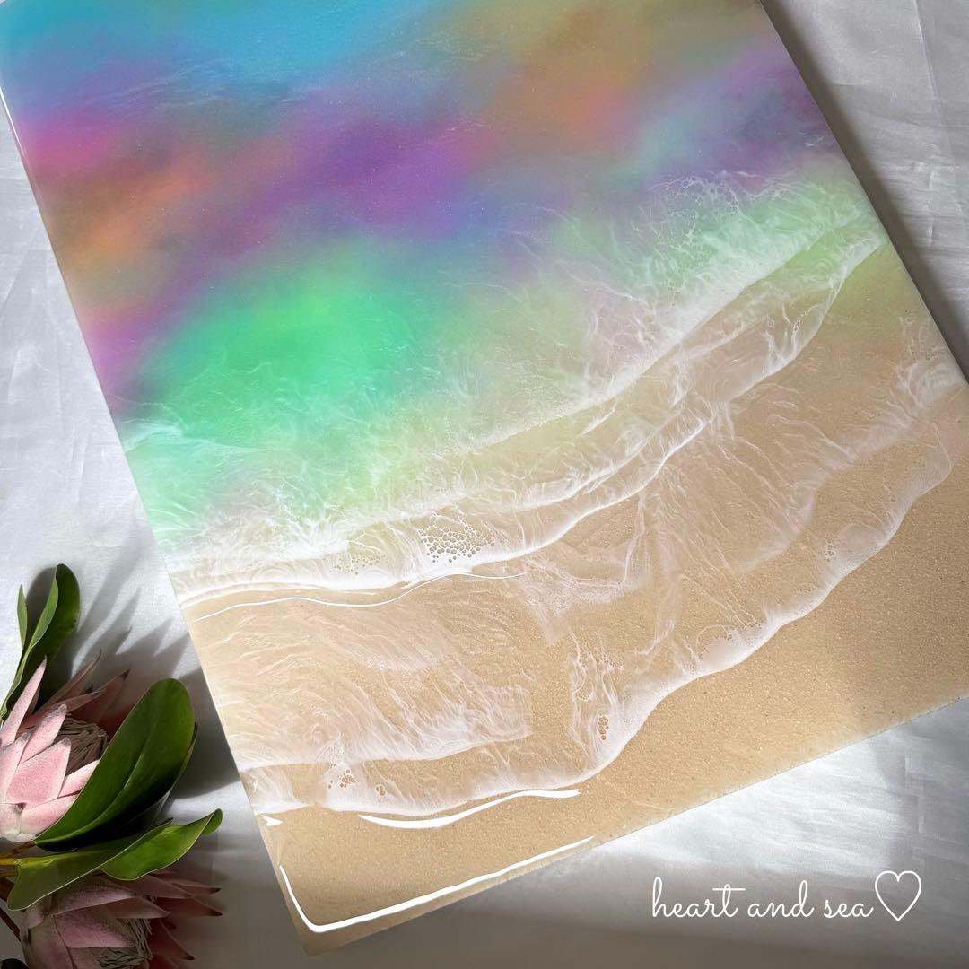 レジンアート　BIGパネル　マジックアワーの海♡ オーシャンアート　海アート