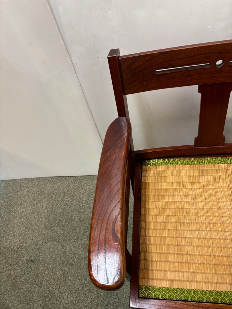 ② 昭和レトロ　和家具　和風アームローチェア　座椅子　ヴィンテージチェア当時物