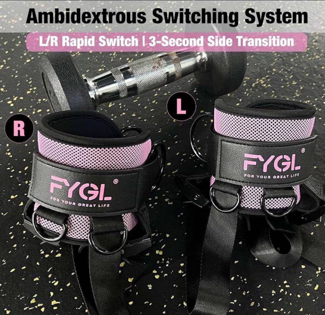 アンクルストラップ ケーブルマシン　ピンク　レッグストレングス　トレーニング