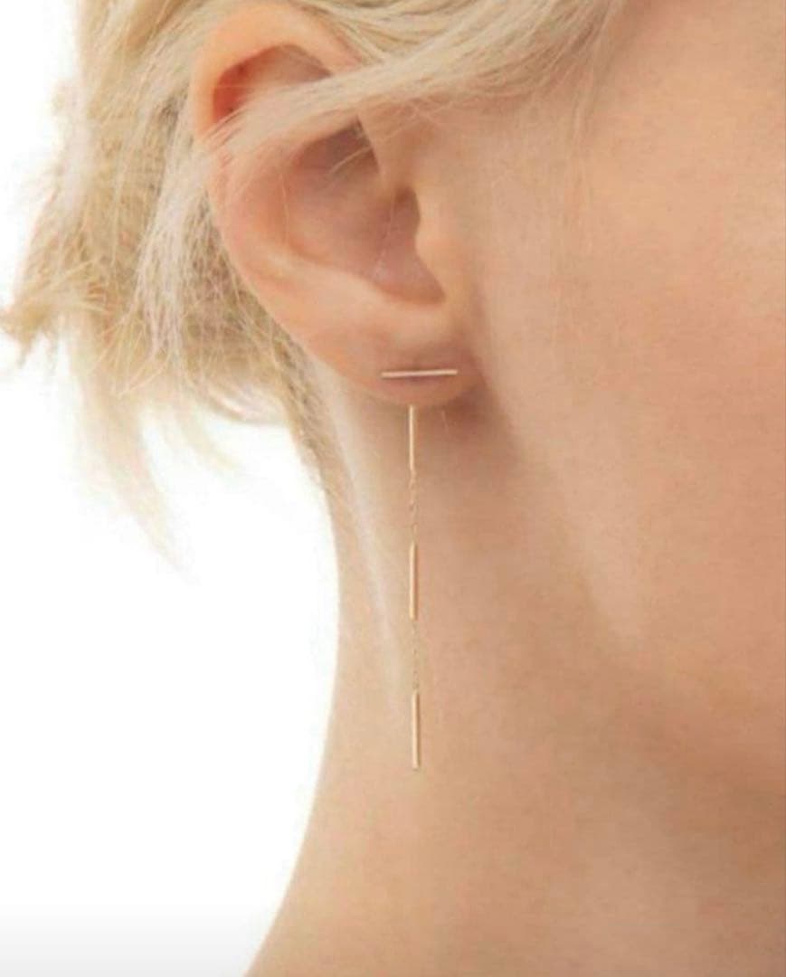 hirotakaヒロタカ　トグルチェーン ピアス　片耳　K10YG 3連