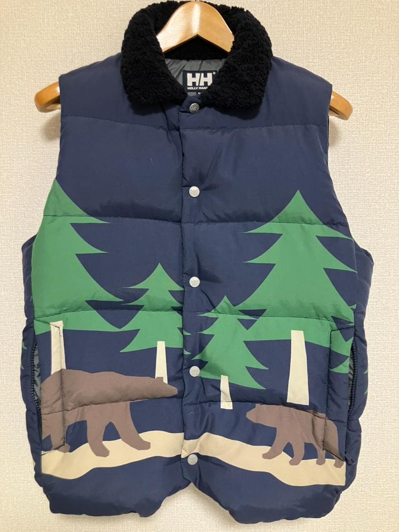 【希少品ビンテージ・ほぼ未使用・サイズＭ】ヘリーハンセン クマ柄ダウンベスト
