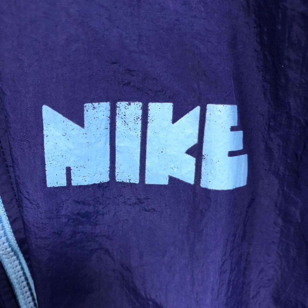 Nike　ナイキ　スウッシュ刺繍　ナイロンジャケット　青　ブルー　L XL 古着