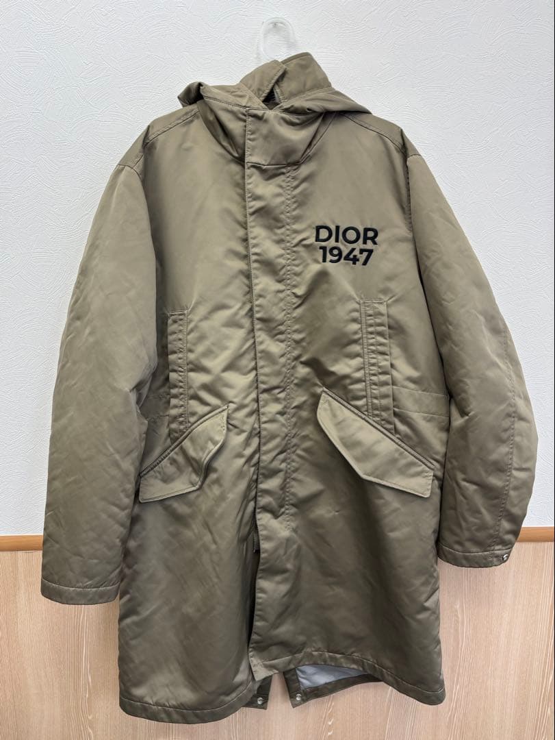 極美品 Dior ディオール 1947刺繍 ナイロン フーデッドコート 48