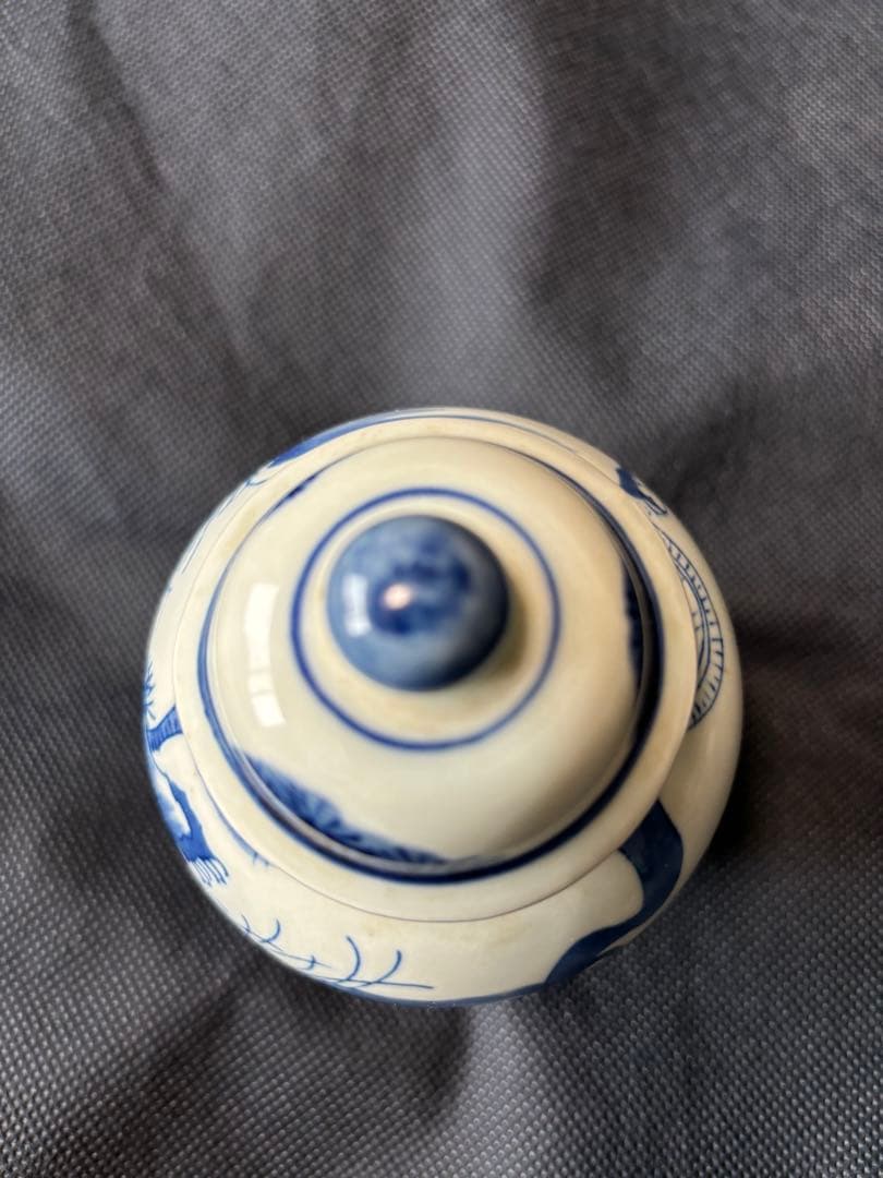 中国古美術品　青花釉裏紅　茶葉罐　人物(岳母刺字) 小壺　茶入　大清雍正年製