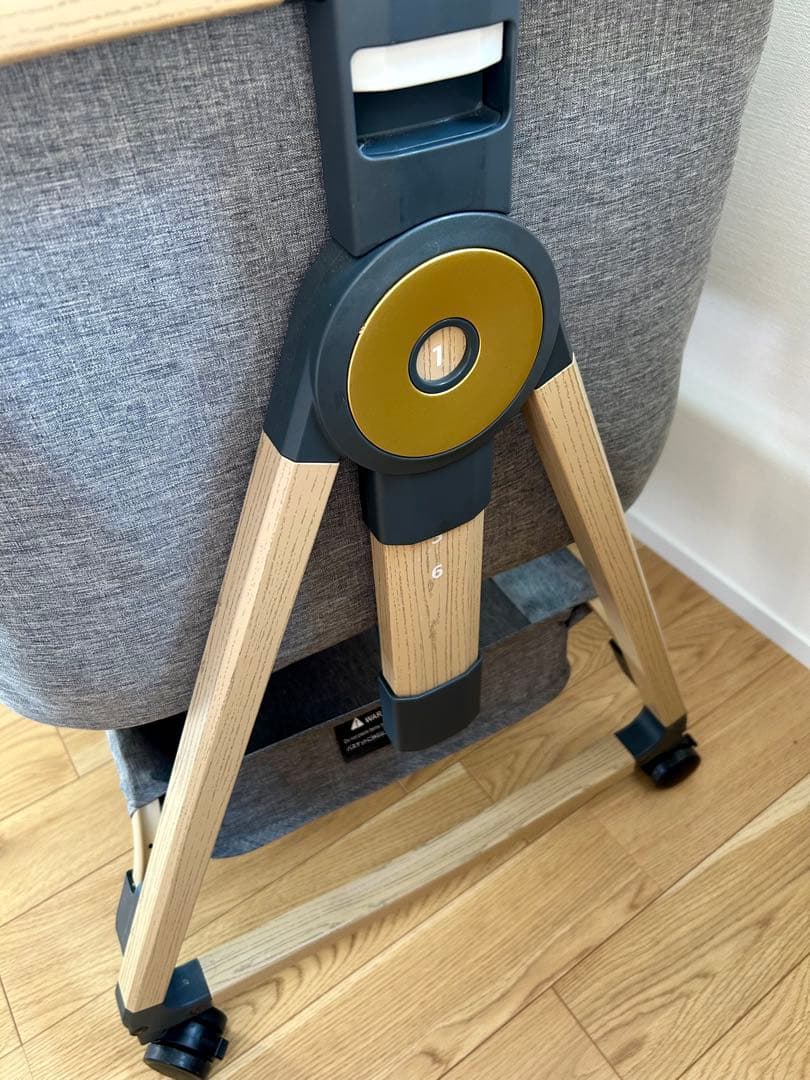 【美品】HZDMJ ベビーベッド グレー キャスター付き　高さ調整可能