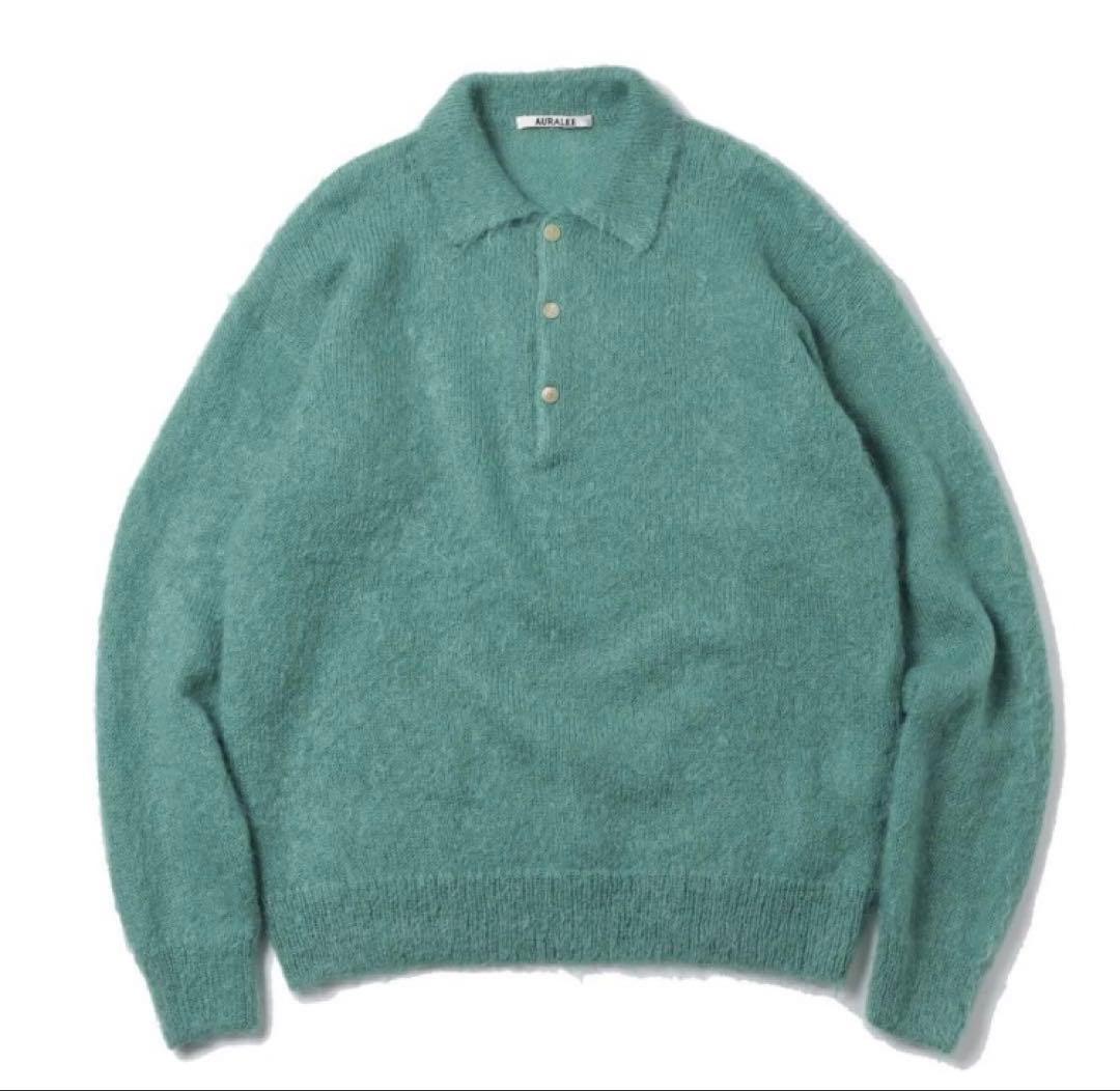 【AURALEE】BRUSHED SUPER KIDMOHAIRニットポロ