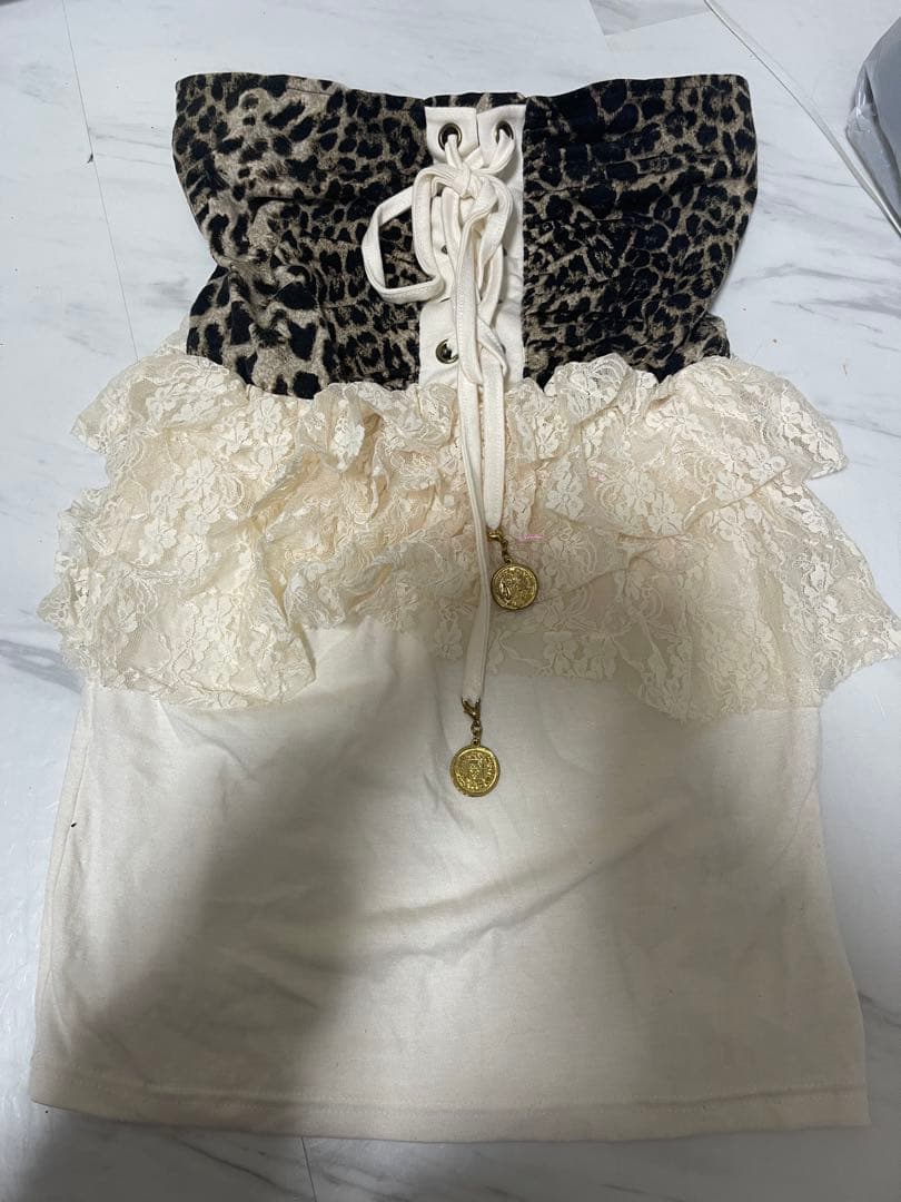 d.i.a. ダイヤ ワンピース ベアトップ 豹柄　レース ギャル ミニワンピ