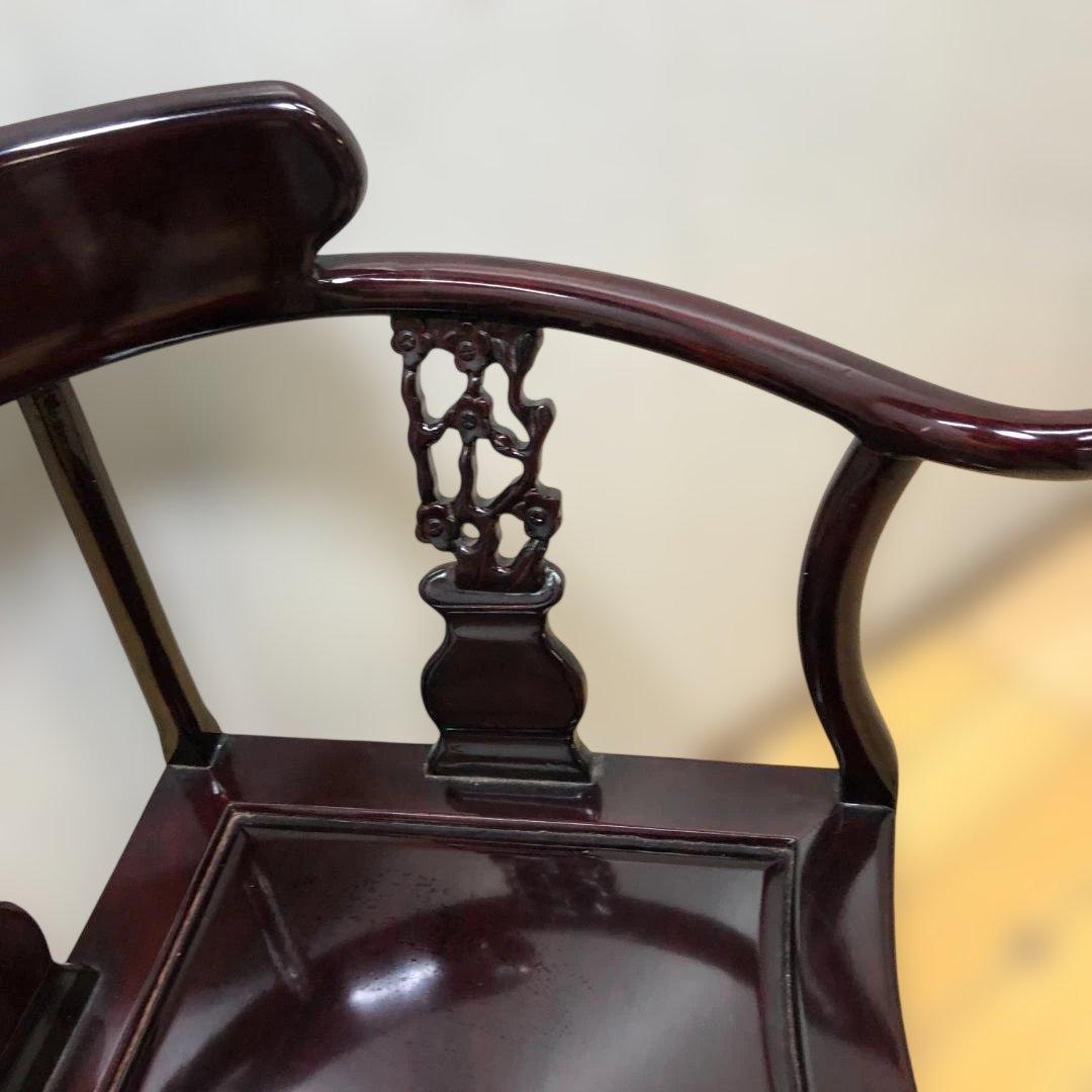 唐木調 隅椅子 コーナーチェア 中国家具 和室 床の間 飾椅子 260207-4