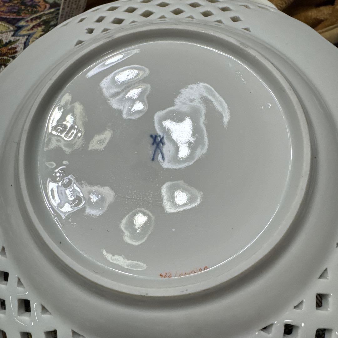 マイセン MEISSEN ピンクローズ 透かしプレート 飾り皿