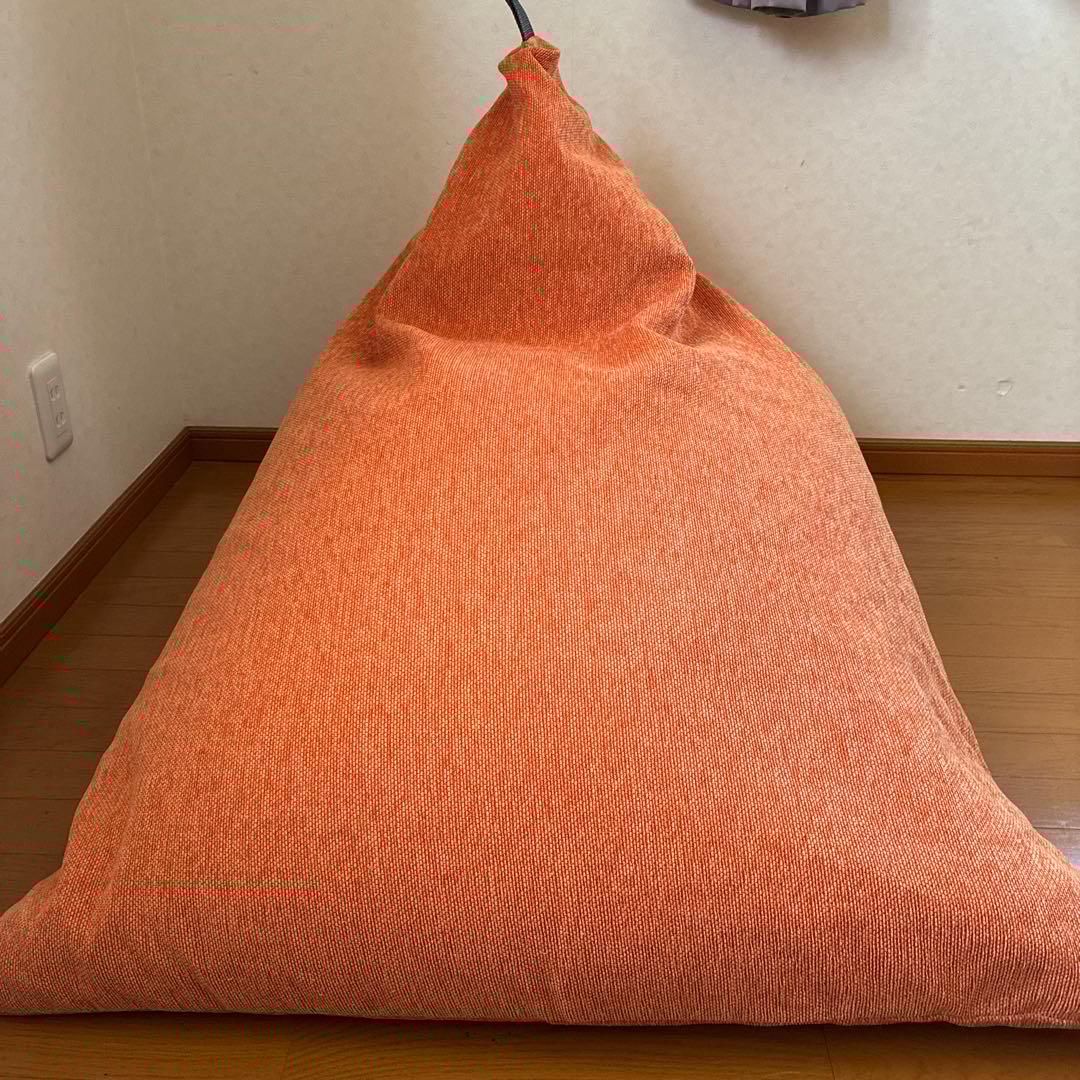 【美品】テトラグランデ ビーズクッション オレンジビッグ 大東寝具