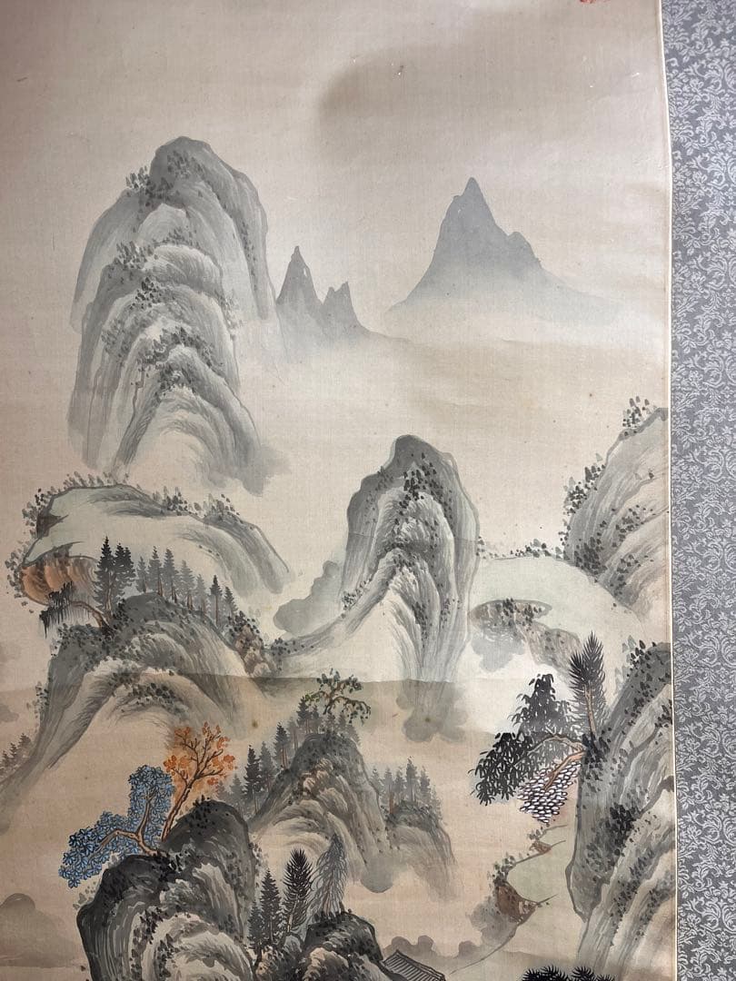 中国水墨画　絹本　作者不詳　肉筆　 山水