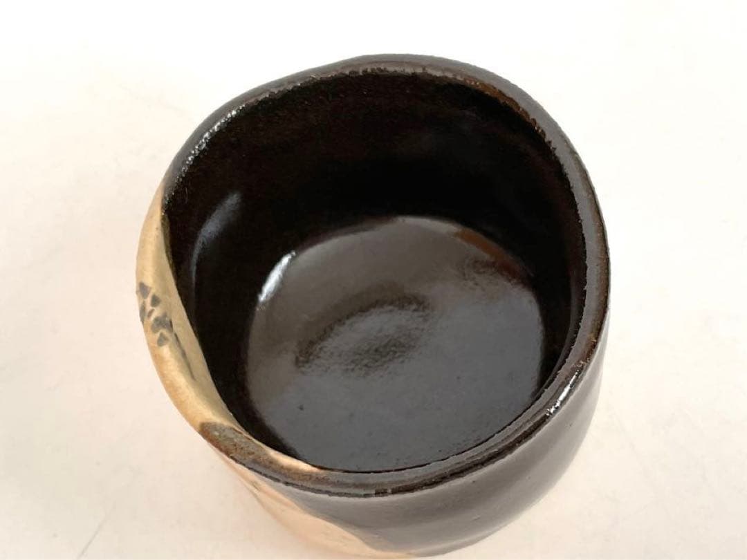 人間国宝　陶芸家　加藤卓男　黒織部　酒杯　酒器　酒盃　ぐい呑　共箱