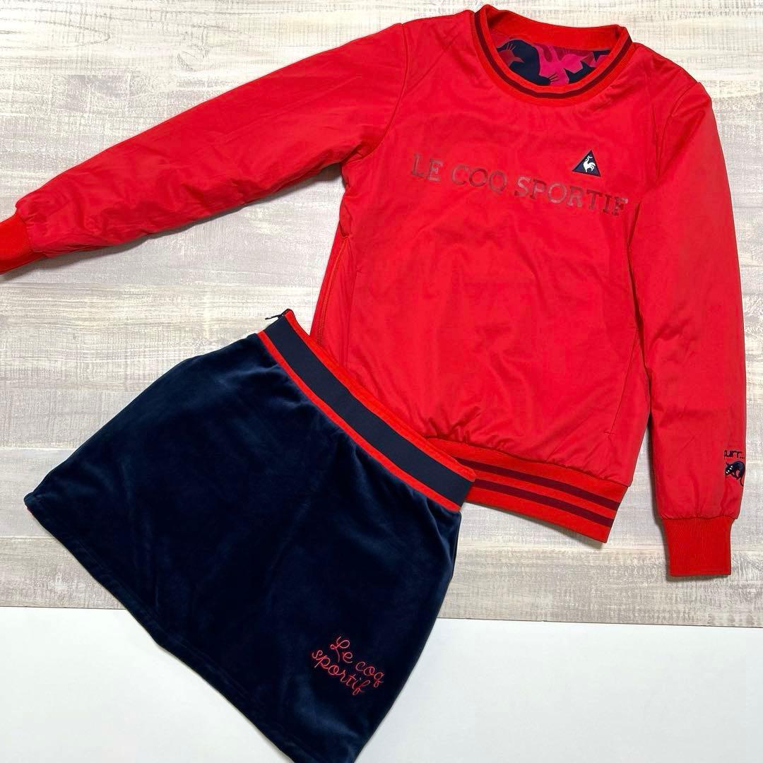 ルコックスポルティフゴルフ★猫柄★セットアップ★中綿★リバーシブル★【サイズS】