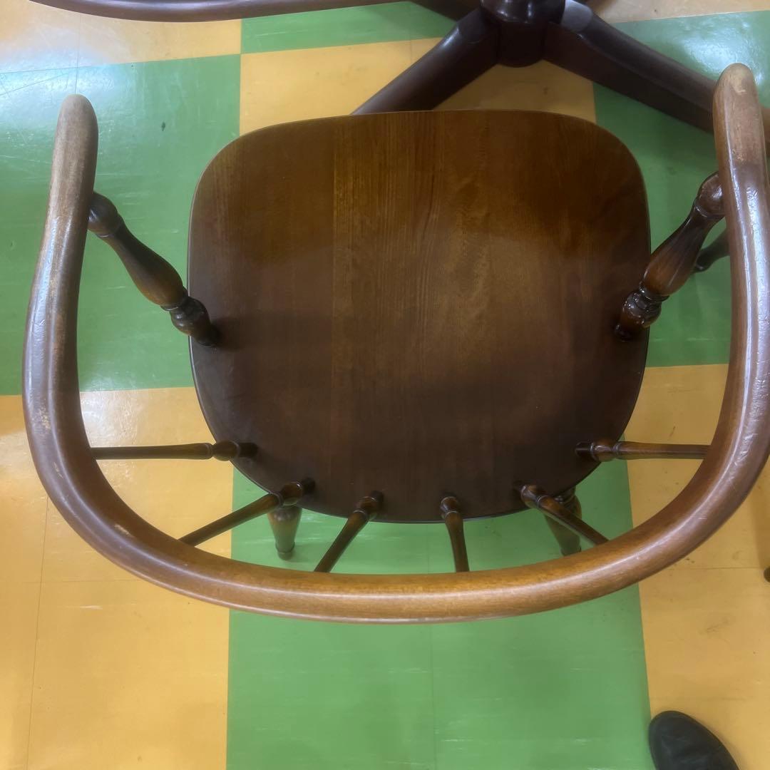 2757 飛騨産業　木製楕円形テーブルとウィンザーチェア4脚セット