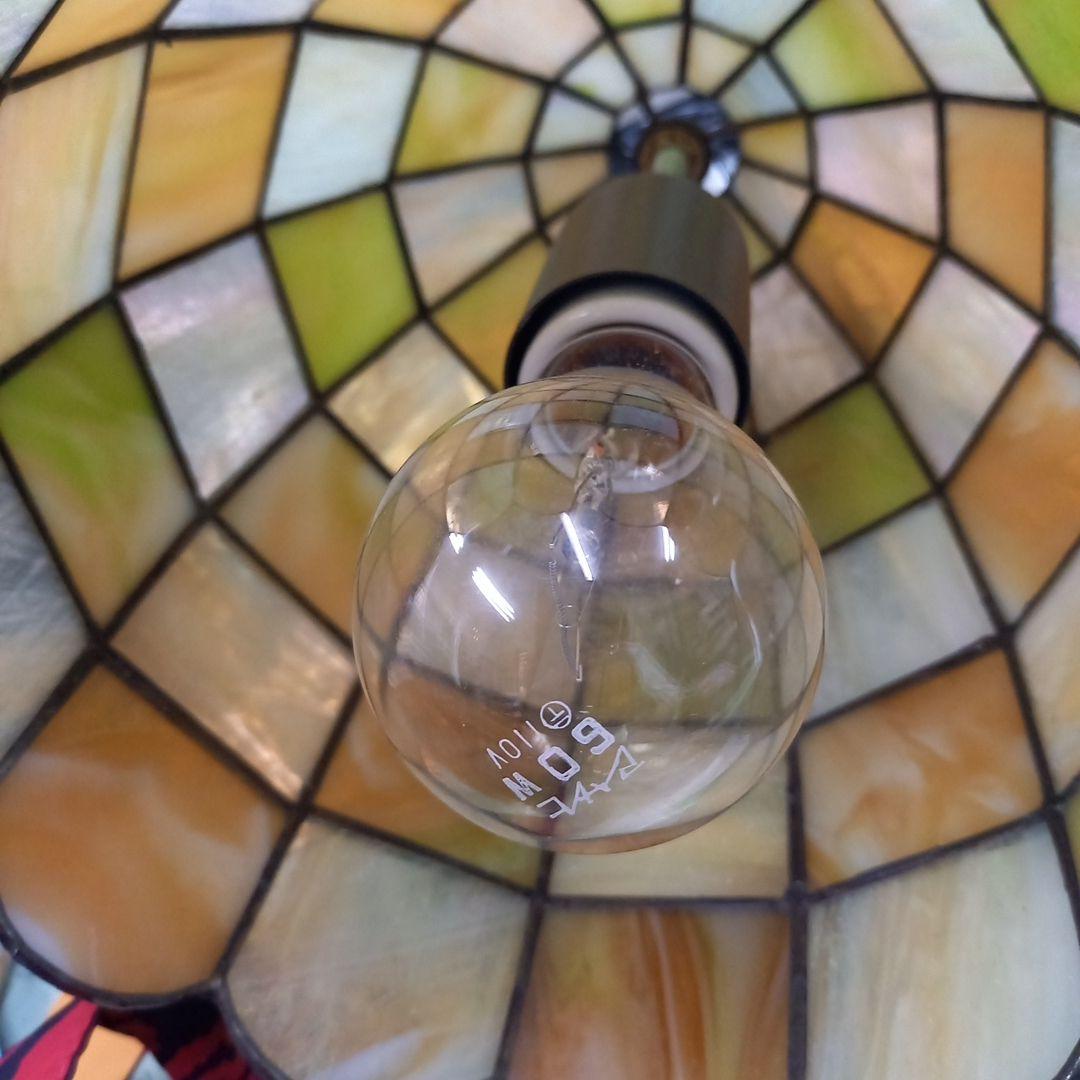 ヴィンテージ　ペンダントステンドガラスランプ