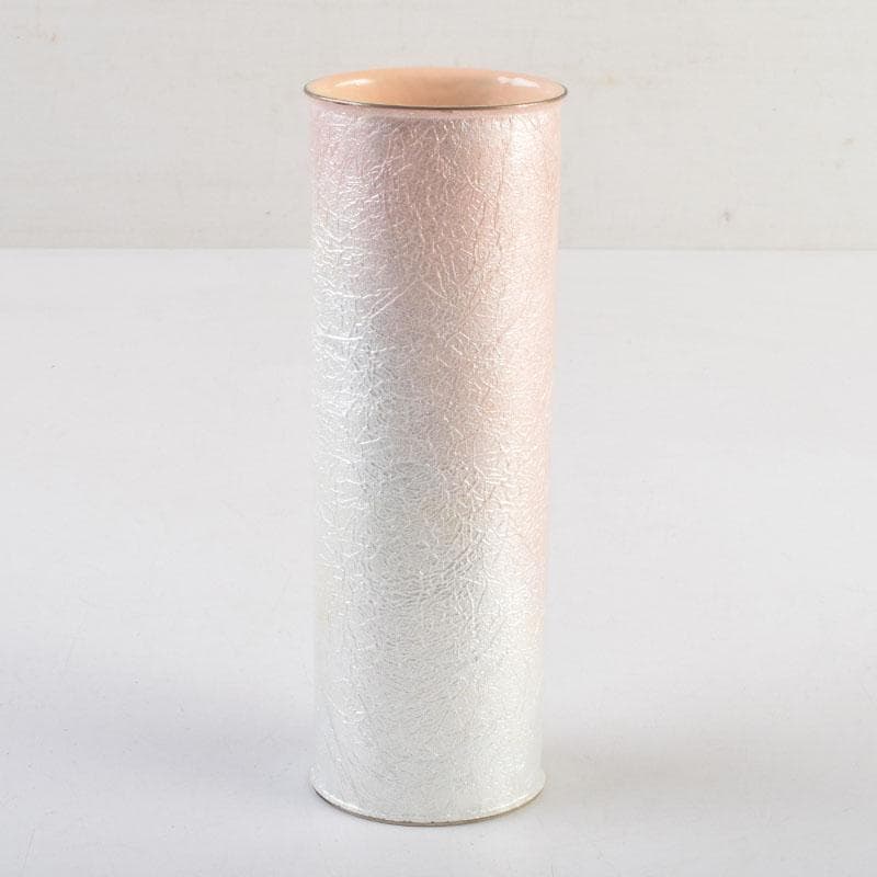 七宝焼　桃釉　花文　花瓶　箱付　V　9150