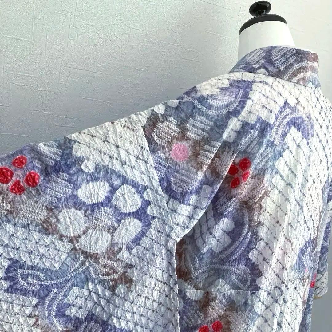 有松鳴海絞り・蜘蛛絞り　浴衣　手縫い　絞り浴衣　身丈156cm No.2-15