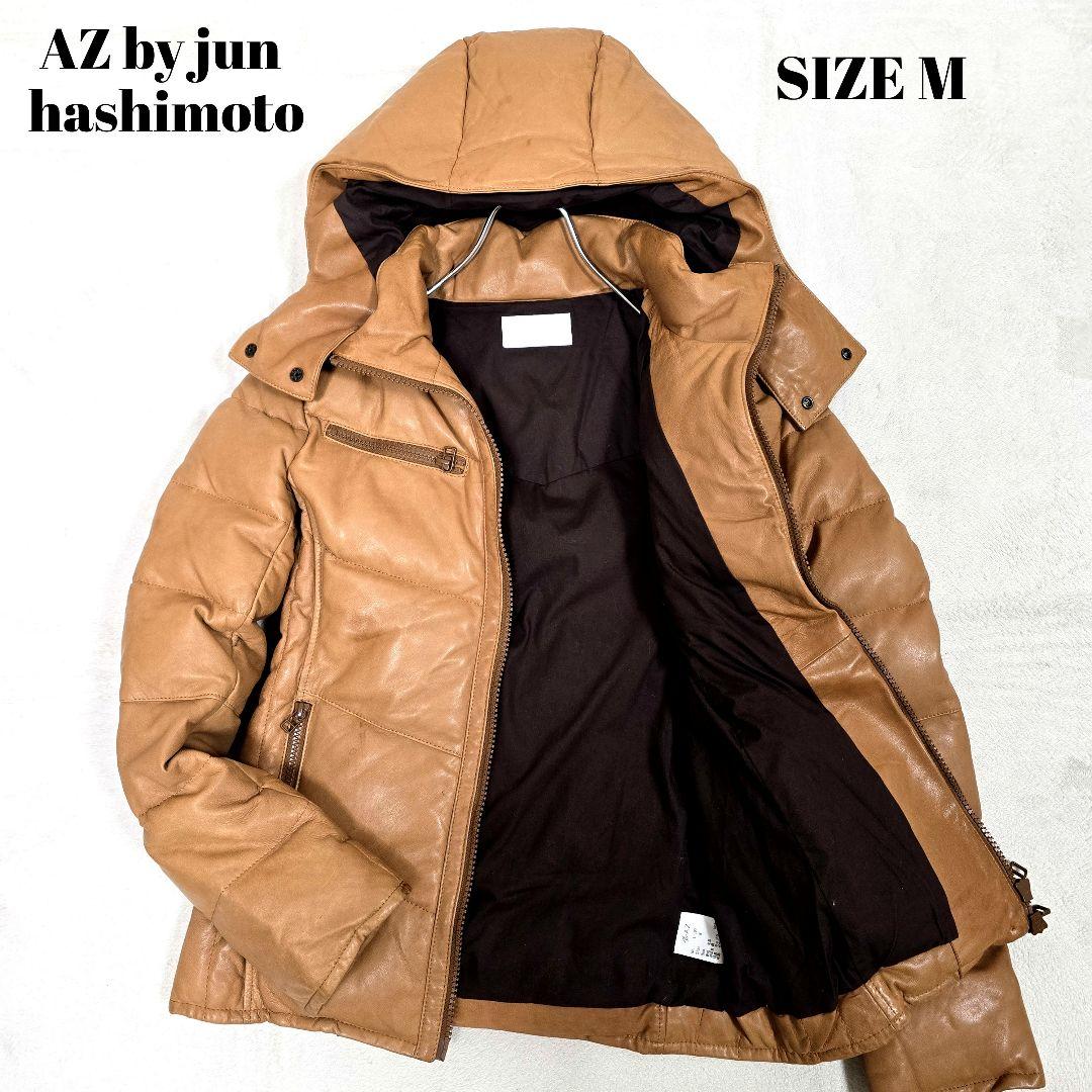 エーゼイバイジュンハシモト レザー ダウンジャケット 羊革 2way キャメルM