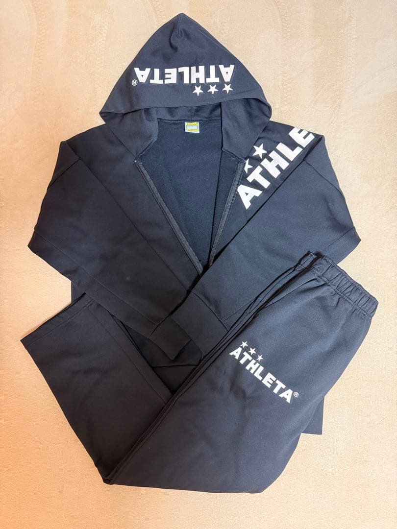 ATHLETA 上下セットフード付きジャージ M 黒