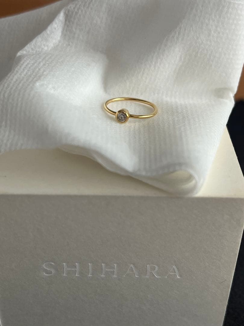 ◎◎箱付きSHIHARA ワンストーンフープピアス01 K18◎◎