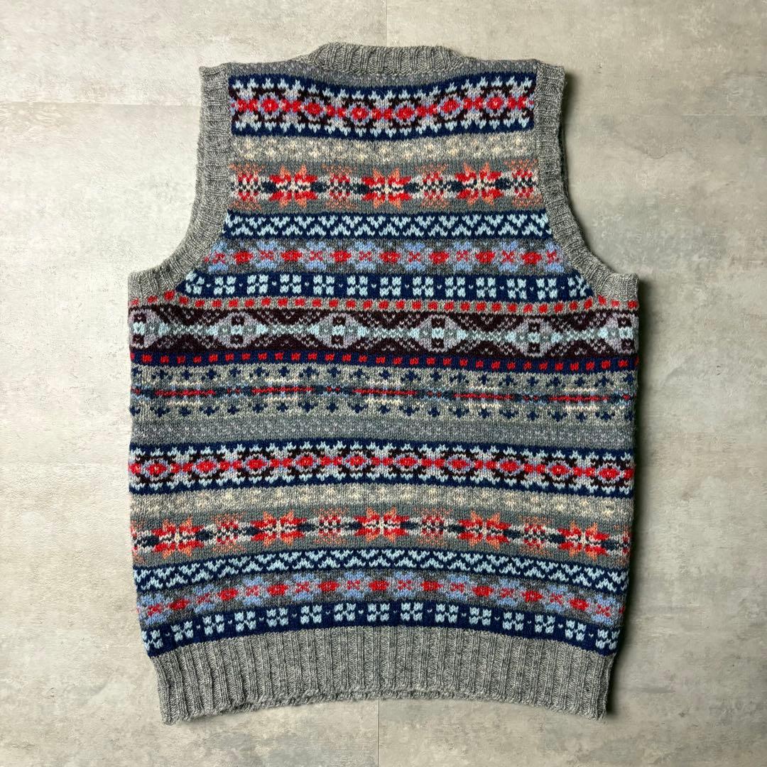 Jamieson's スコットランド製 フェアアイル柄 ニットベスト ウール