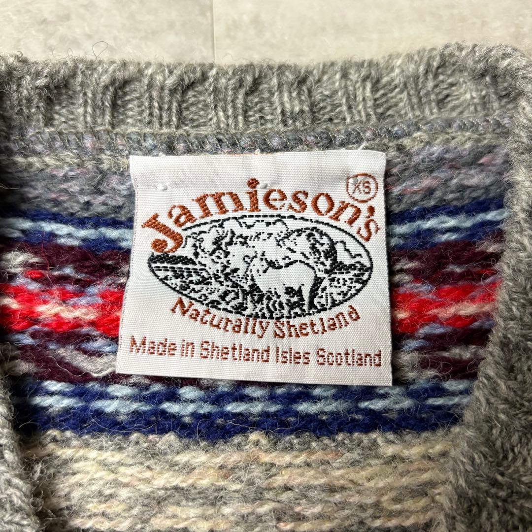 Jamieson's スコットランド製 フェアアイル柄 ニットベスト ウール
