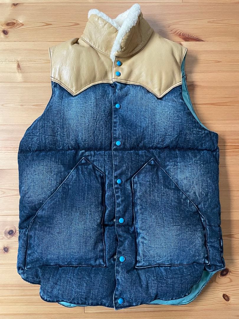 ロッキーマウンテン×ロンハーマン ダウンベスト 36サイズ デニム/ベージュ