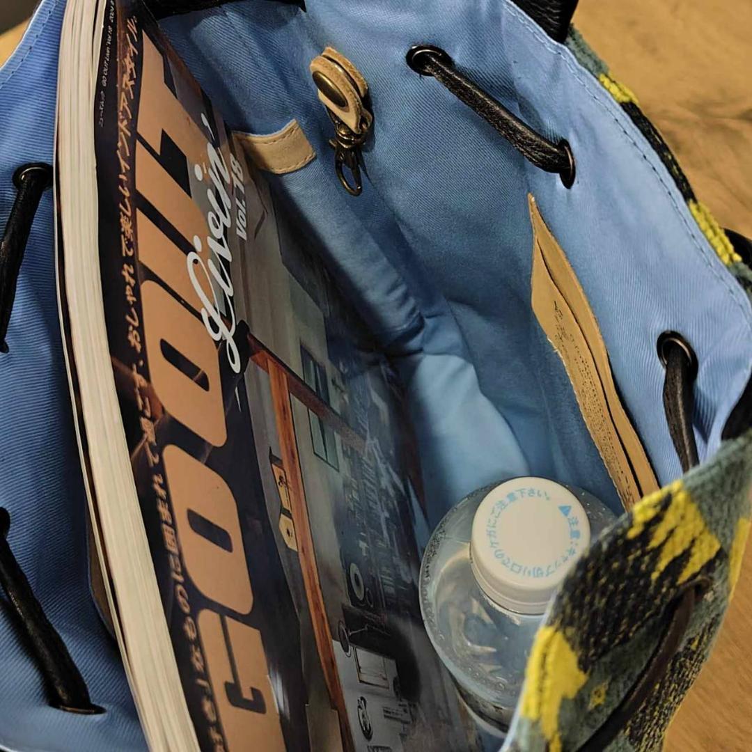 ミナペルホネン/thoroughbredサラブレットマスタード/巾着Lサイズショ