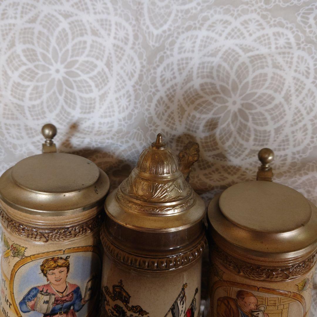 限定アンティークドイツ製ビールジョッキ 3点セット観賞用コレクション