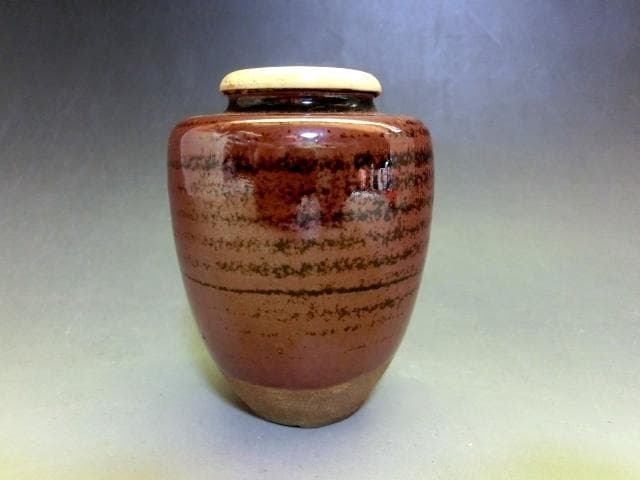 茶入れ■膳所焼き 陽炎園 淡海ぜぜ お茶入れ お茶道具 古美術 時代物 骨董品■