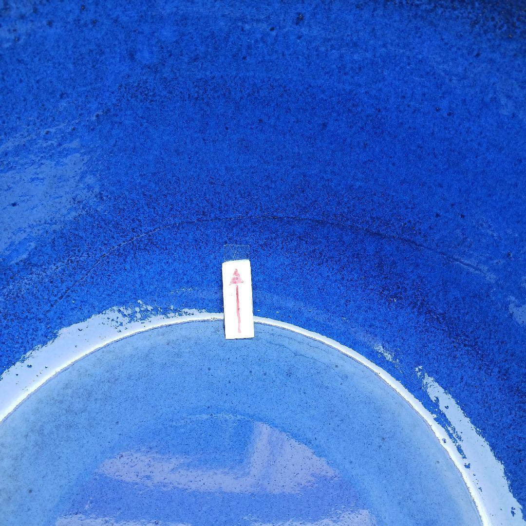 新品　∅50　特大　陶器　睡蓮鉢　手造り　メダカ鉢　難有　ラピスブルー　青LDB