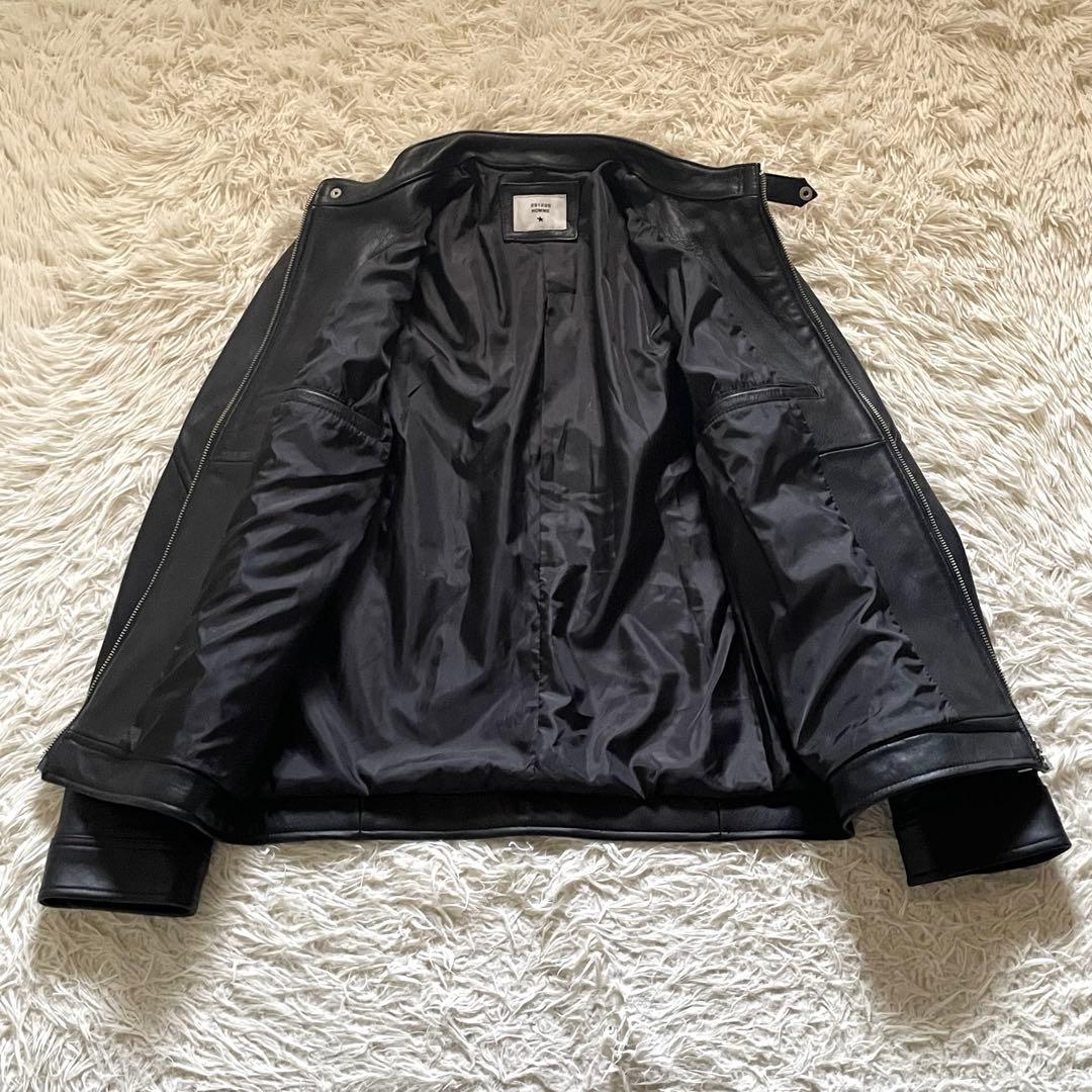 291295=HOMME ラムレザージャケット シングル 黒 4