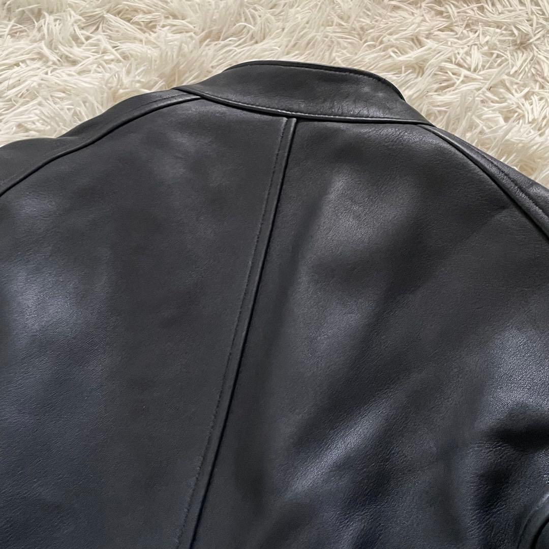 291295=HOMME ラムレザージャケット シングル 黒 4