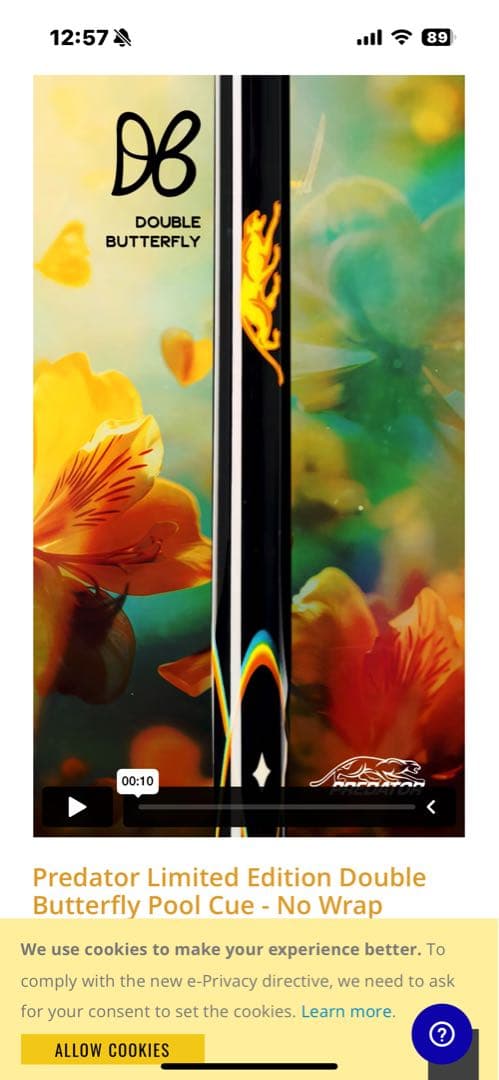 Predator プレデター 限定版 ダブルバタフライ エボニー 、ラップなし