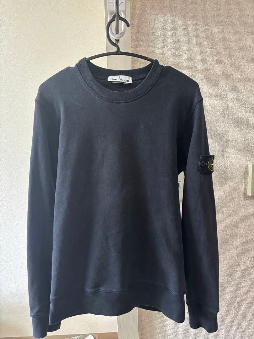 【美品】Stone  ブラック クルーネック スウェット Sサイズ