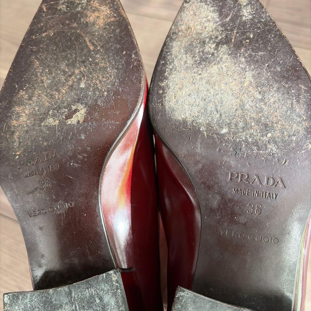 PRADA バーガンディ ローファー　36