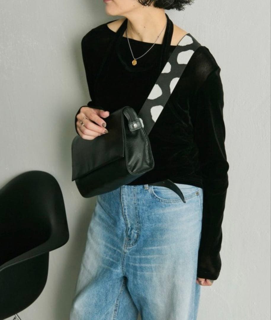 ear PAPILLONNER 柄ワイドテープショルダーバッグ/ボディバッグ