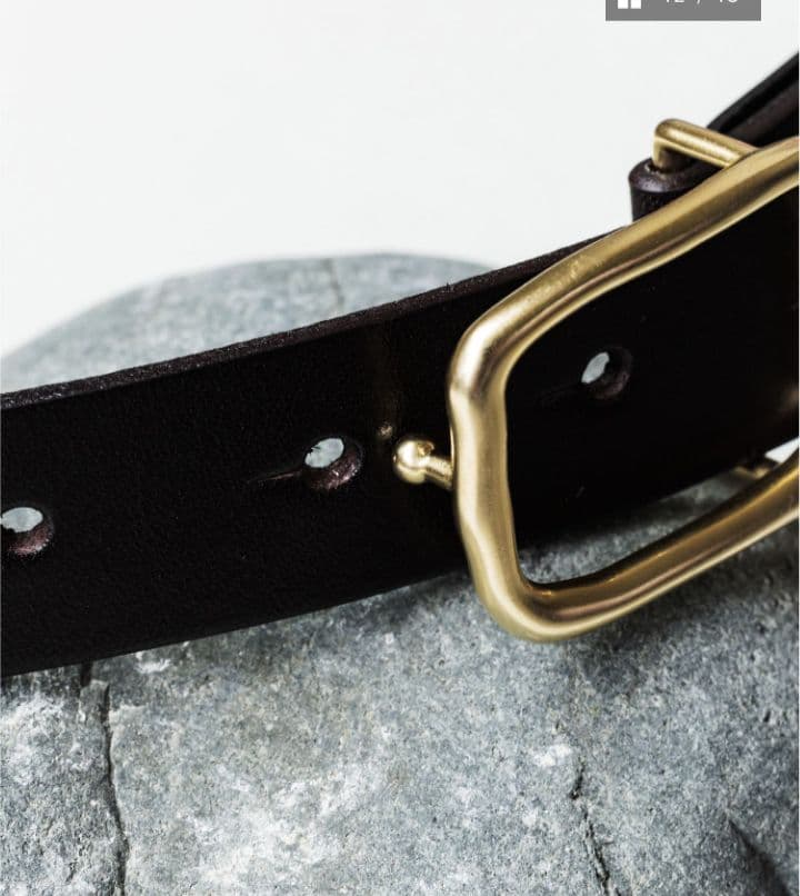 crewre クルーレ ボタンスタッズレザーベルト ブラウン サイズ2 long