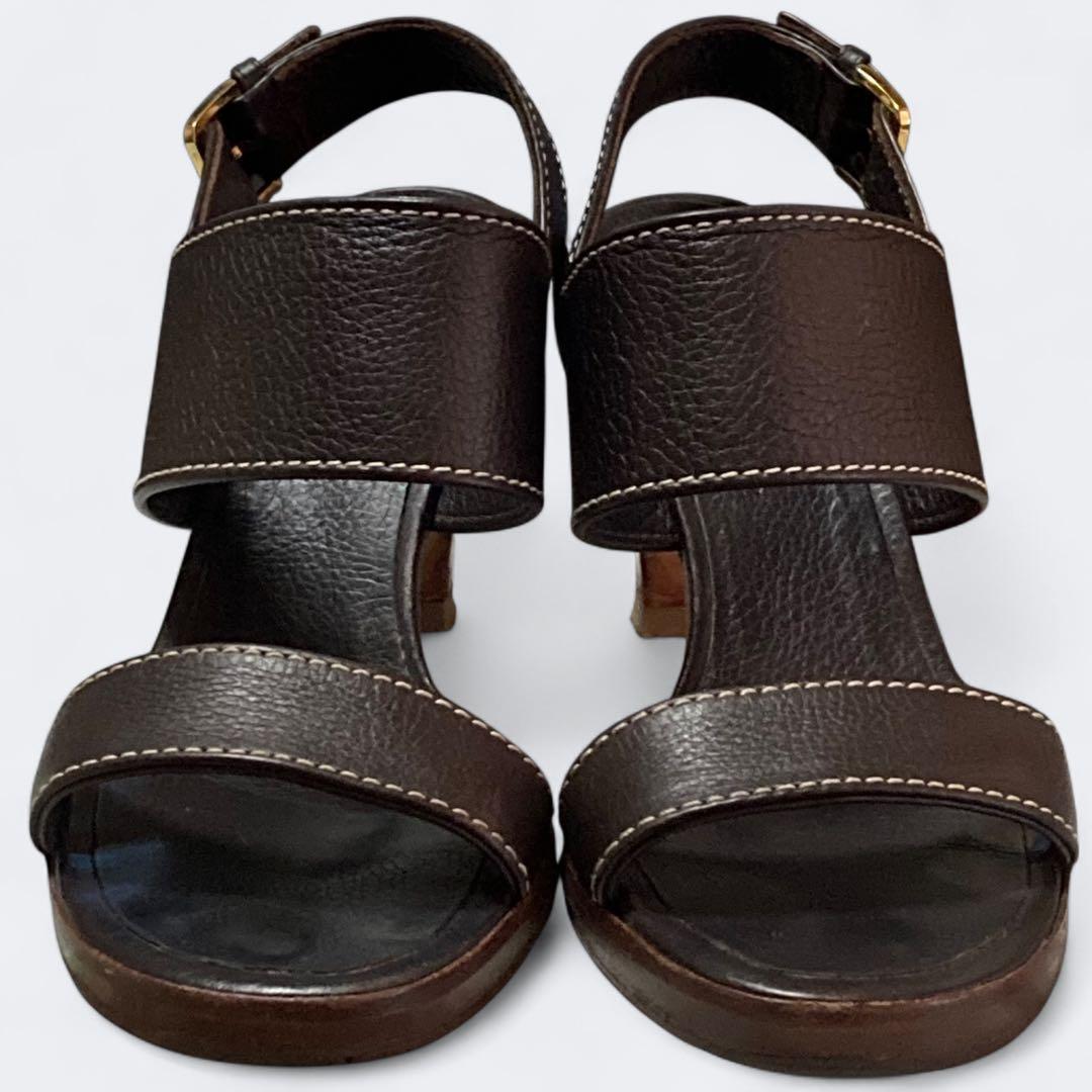 ロロピアーナ　レザー ストラップサンダル　35　22cm相当　ブラウン系