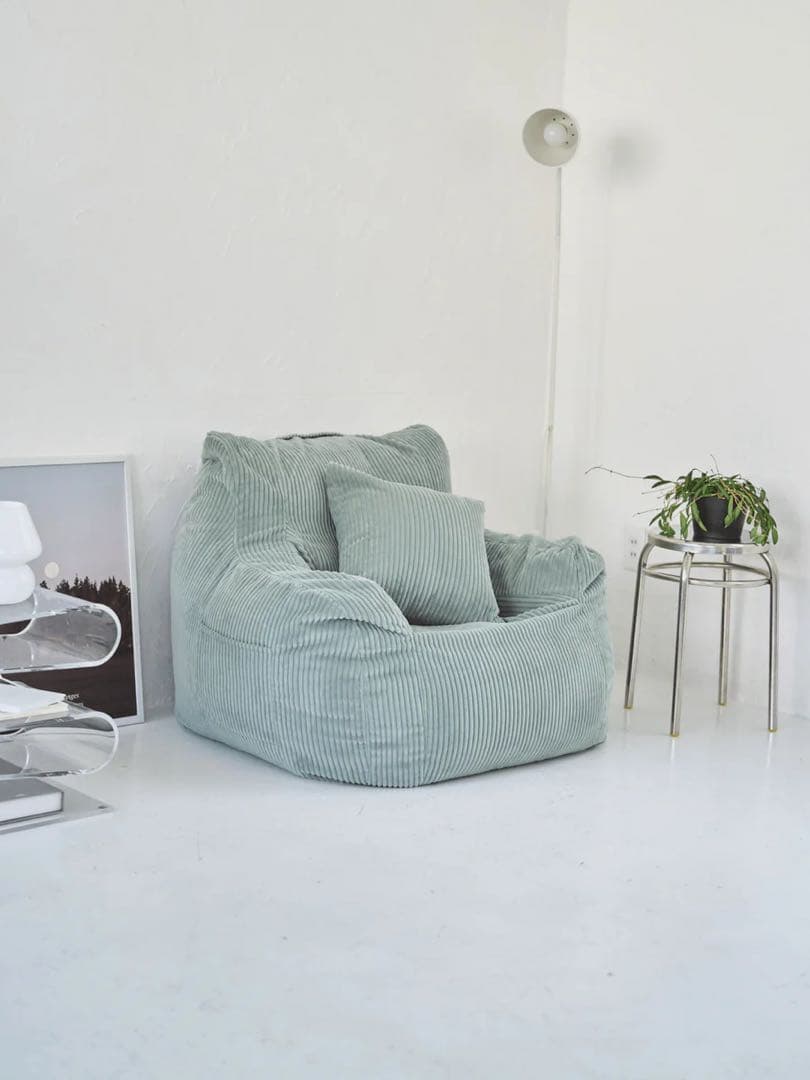 HUGME 1人掛けビーズソファ Mint LOOSY グッション付き