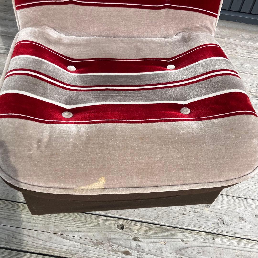 昭和レトロ ベロアストライプソファー  1人掛けソファー 当時物 ヴィンテージ