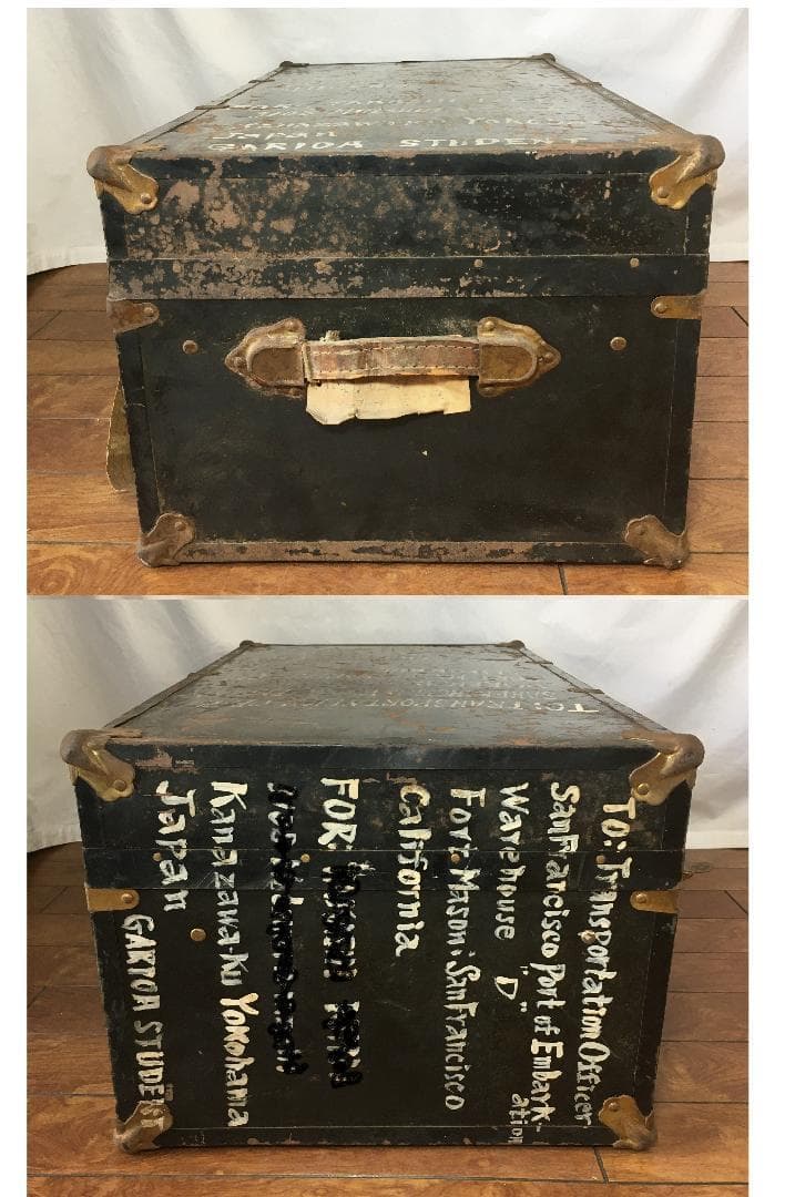 1940年代 戦中戦後 金属製 行李 軍用トランク GARIOA留学生 当時物