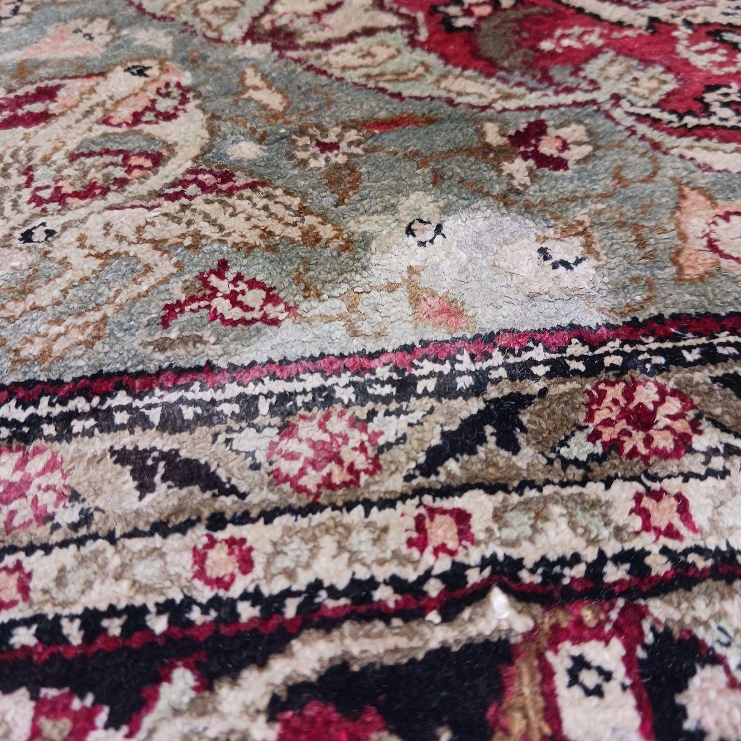 専用 Y3354 高級ペルシャ絨毯 クム シルク100% 手織り メダリオン