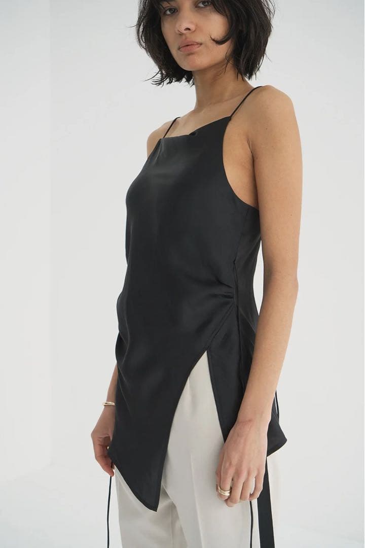 【美品】clane DRAPE SATIN CAMISOLE TOPS サイズ1