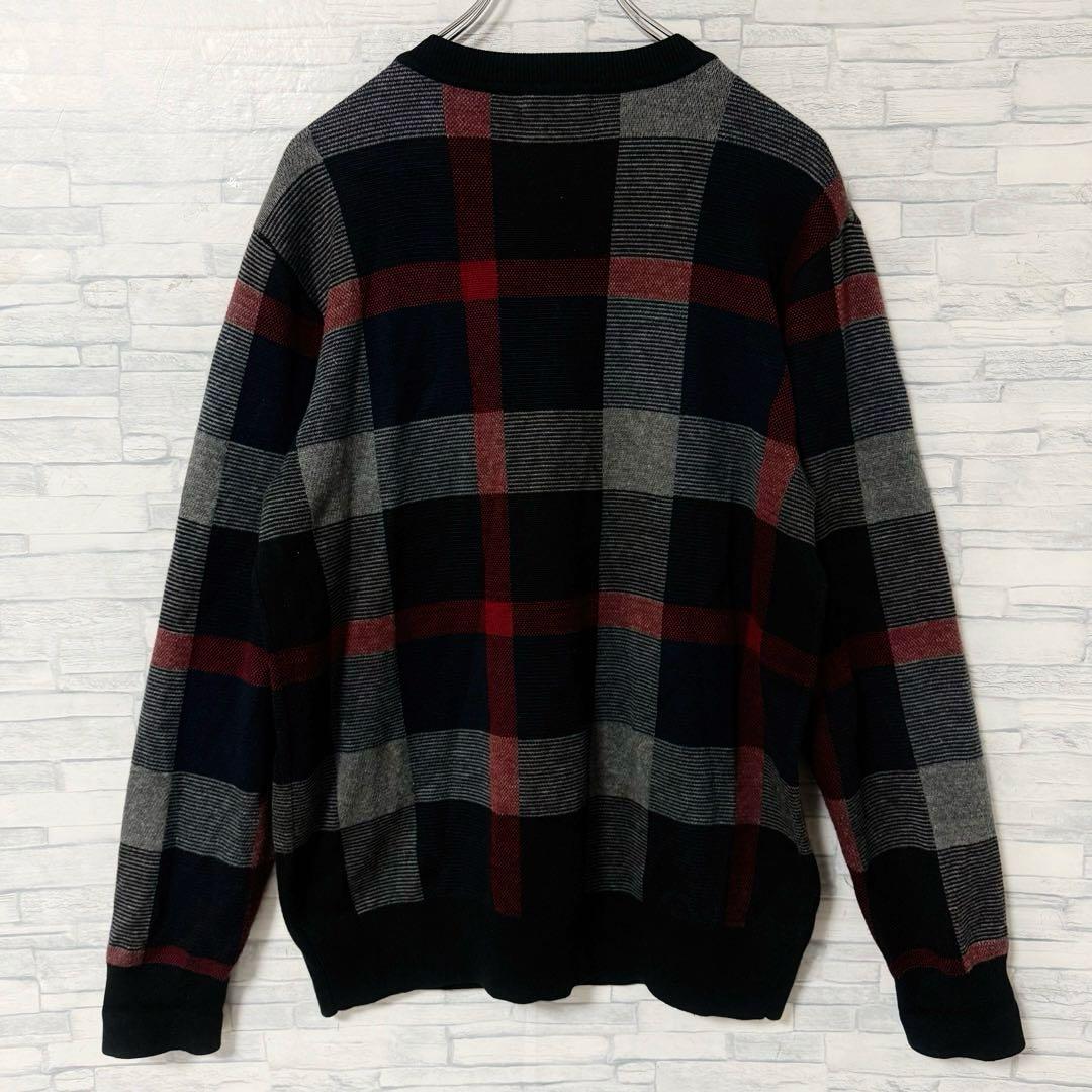 【美品】ブラックレーベルクレストブリッジ チェック ニットセーター 刺繍ロゴ L